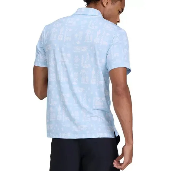 Bad Birdie Men's Core Golf Polo Dry Heat Cool Blue Short Sleeve Size Small - Picture 3 of 4